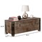 Vintiquewise Wooden Storage Trunk Bench with Black Metal Accents Rustic Blanket & Linen Chest Decorative Organizer Entryway Seating Shoe Station or Bedroom Use for Pillows Throws and Extra Beddings